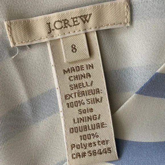 J Crew NWOT Light Blue White Striped Silk Sleeveless Lined Shell Top SZ 8 - Picture 7 of 11